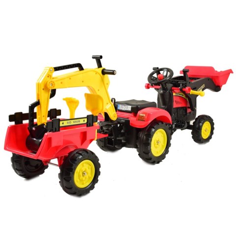 TRAKTOR NA PEDAŁY Z PRZYCZEPĄ, ŁYŻKĄ I KOPARKĄ/ TR3009 TRAKTOR NA PEDAŁY Z PRZYCZEPĄ, ŁYŻKĄ I KOPARKĄ/ TR3009