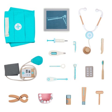 Zestaw Lekarski Mały Doktor Dentysta Drewniany Apteczka Fartuch 20 El Zestaw Lekarski Mały Doktor Dentysta Drewniany Apteczka Fartuch 20 El