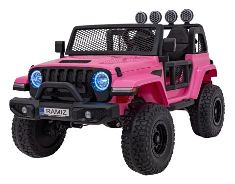 Auto terenowe OFF-ROAD 3.0 dla dzieci Różowy + Pilot + Wolny Start + Pasy + Audio LED
