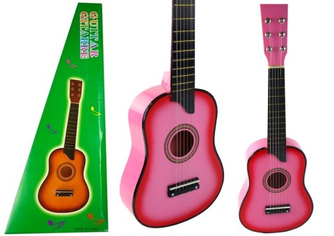 Gitara Drewniana Klasyczna z Kostką Różowa 60 cm Gitara Drewniana Klasyczna z Kostką Różowa 60 cm