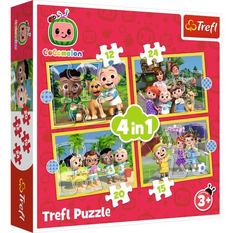 Puzzle - "4w1 (12, 15, 20, 24)" - Cocomelon, Poznaj bohaterów Trefl 34647