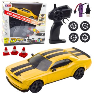 Auto Sportowe Do Driftu Wymienne Koła Zdalnie Sterowany RC 4WD Żółte Sport