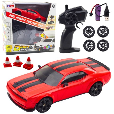 Auto Sportowe Drift Wymienne Koła Zdalnie Sterowany RC 4WD Czerwone Sport