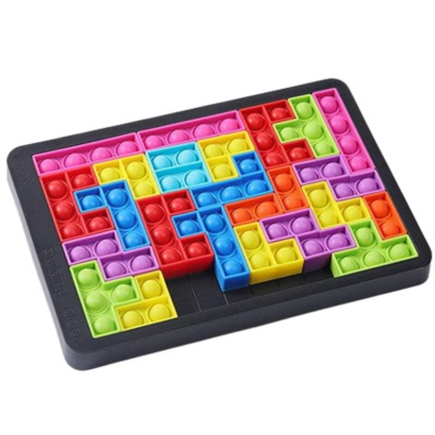 Gra Tetris Pop-It Układanka Puzzle 3w1 Sensoryczna Kolorowa 27el Gra Tetris Pop-It Układanka Puzzle 3w1 Sensoryczna Kolorowa 27el