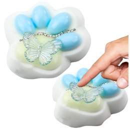 Gniotek Kocia Łapka Antystresowa Sensoryczna Squishy Ozdoby Biało-Niebieska