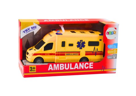 Auto Ambulans Karetka Na Baterie Światła Dźwięk Żółta Napęd Auto Ambulans Karetka Na Baterie Światła Dźwięk Żółta Napęd