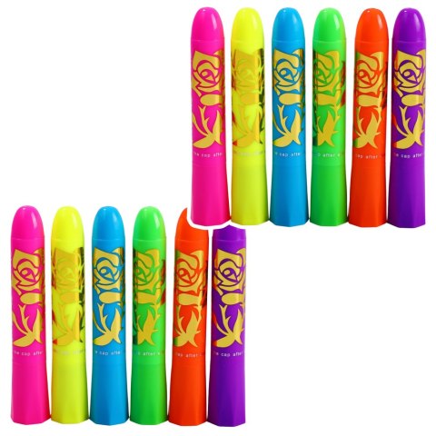 Zestaw Do Malowania Twarzy Pisaki Kredki Neonowe UV Fluorescencyjne 12szt Zestaw Do Malowania Twarzy Pisaki Kredki Neonowe UV Fluorescencyjne 12szt
