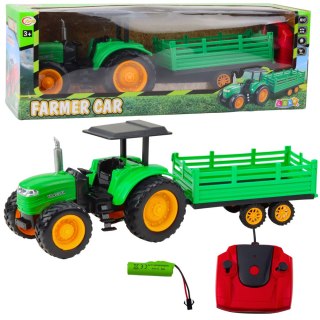Traktor Farmerski Z Przyczepą Zdalnie Sterowany RC Zielony