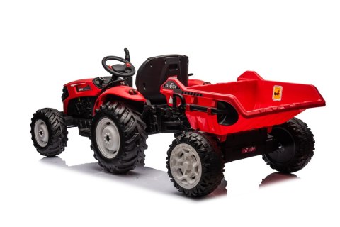 Traktor Na Akumulator HC-306 Czerwony Z Przyczepą 24V