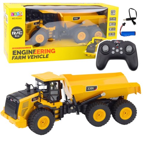 Wywrotka Transporter Zdalnie Sterowana RC Dźwięki 9CH 2.4G Żółta