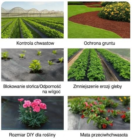 Agrotkanina czarna 1,1x50m UV 135g antychwastowa agrowłóknina + kotwy