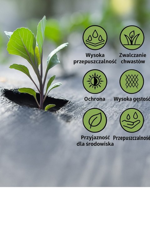 Agrotkanina czarna 1,1x50m UV 135g antychwastowa agrowłóknina + kotwy