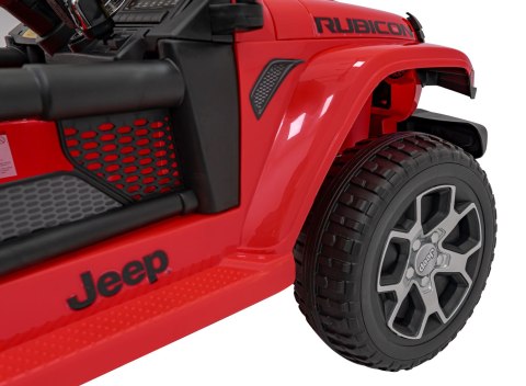 Jeep Wrangler Rubicon na akumulator dla dzieci Czerwony + Pilot + Radio MP3 LED + Koła EVA