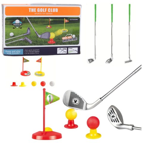 Zestaw Golfowy Dla Dzieci Kije Piłeczki Flagi Podstawki 48el