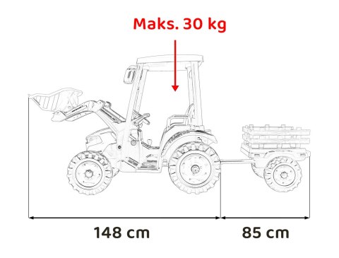 Pojazd MEGA Traktor D68 Z Przyczepką Czerwony