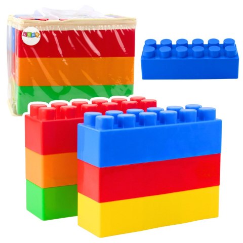 Zestaw Duże Klocki Konstrukcyjne W Torbie Kolorowe 28,5x9x9 cm 6el.