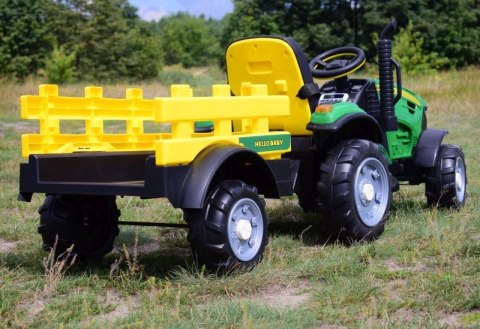 WIELKI TRAKTOR HALLO BABY Z PRZYCZEPĄ, PILOT, APLIKACJA/T990