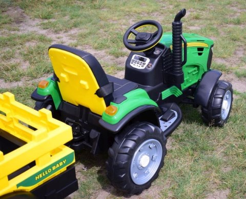 WIELKI TRAKTOR HALLO BABY Z PRZYCZEPĄ, PILOT, APLIKACJA/T990