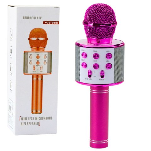 Mikrofon Bezprzewodowy Karaoke Z Głośnikiem Bluetooth Różowy