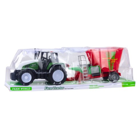Traktor Rolniczy Farmerski Z Przyczepą Mieszalnik Paszy Zielony