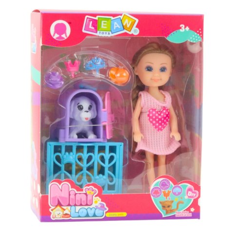 Mini Lalka Z Akcesoriami Wózek Kotki Zestaw Laleczka Różowa
