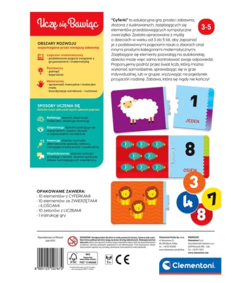 Gra edukacyjna Cyferki Matematyka Uczę się Bawiąc Język Polski Angielski Clementoni 50767
