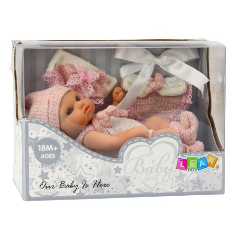 Lalka Bobas Niemowlak Różowe Ubranko Czapeczka Śliniaczek 18 cm