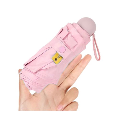 Parasolka Kieszonkowa Składana z Ochroną UV UPF 50+ Etui Różowa 90 cm