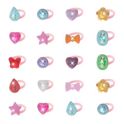 Zestaw Piękności Pierścionki Dla Dzieci Błyszczące Kolorowe 50 szt.