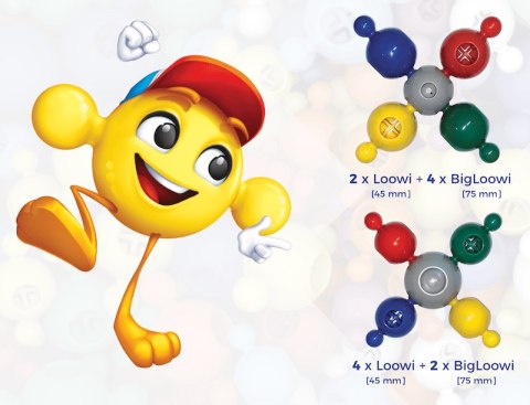 Klocki konstrukcyjne Loowi i Big Loowi mix kulki 200 elementów 3+