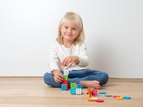 Klocki konstrukcyjne Marioinex Mini Waffle Pastel 300 elementów dla 4-latka wspierające motorykę