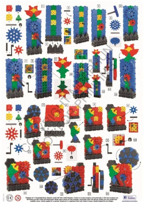 Zestaw klocków konstrukcyjnych Morphun Gearphun 500 el. + Instrukcje 60 str. A4