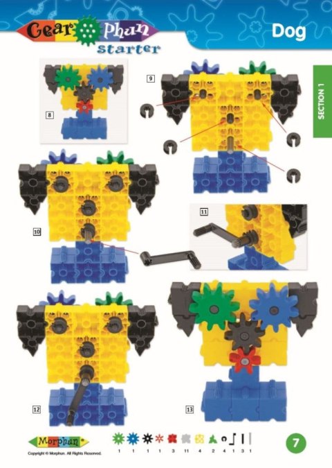 Zestaw klocków konstrukcyjnych Morphun Gearphun 500 el. + Instrukcje 60 str. A4