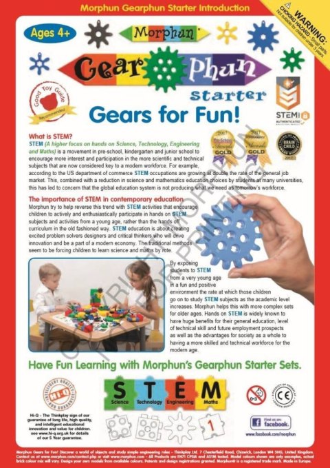 Zestaw klocków konstrukcyjnych Morphun Gearphun 500 el. + Instrukcje 60 str. A4