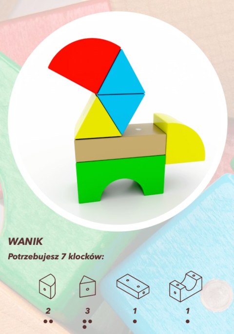 Drewniane klocki magnetyczne WABI 20 elementów z 76 magnesami 3+