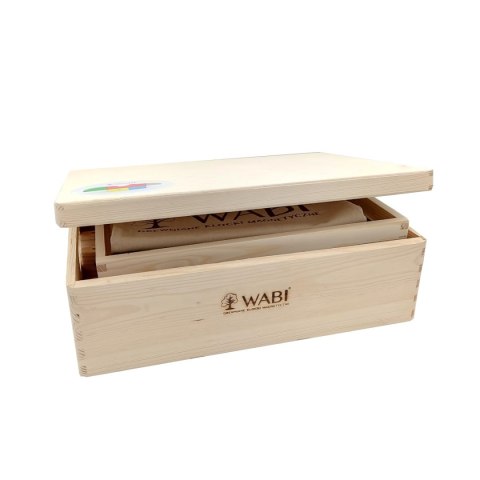 Drewniane klocki magnetyczne WABI zestaw edukacyjny 120 elementów z tacką 3+