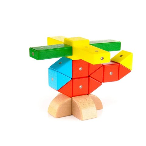 Drewniane klocki magnetyczne WABI zestaw edukacyjny 120 elementów z tacką 3+