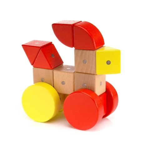 Drewniane klocki magnetyczne WABI zestaw edukacyjny 120 elementów z tacką 3+