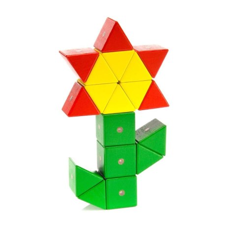 Drewniane klocki magnetyczne WABI zestaw edukacyjny 120 elementów z tacką 3+