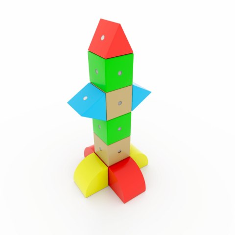 Drewniane klocki magnetyczne WABI zestaw edukacyjny 120 elementów z tacką 3+