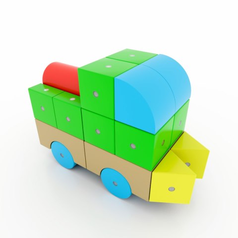 Drewniane klocki magnetyczne WABI zestaw edukacyjny 120 elementów z tacką 3+