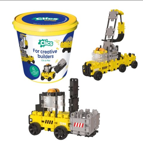 Klocki Clics Wiaderko 5w1 Maszyny Budowlane 144 el. 5+