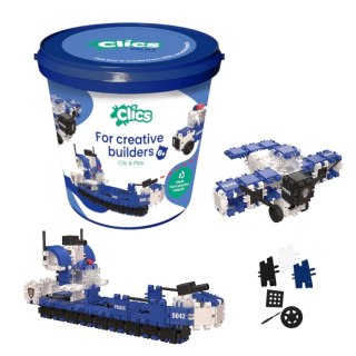 Klocki Clics Wiaderko 8w1 155 el. konstrukcyjne 4+