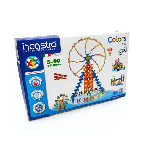 Klocki konstrukcyjne Incastro Colors 3w1 kolorowe 250 elementów 4+