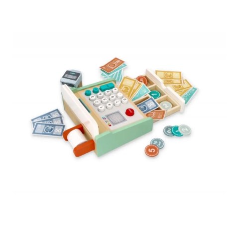 Drewniana pastelowa kasa fiskalna