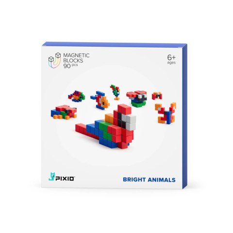 Klocki magnetyczne Pixio Bright Animals zwierzęta 90 elementów 6+