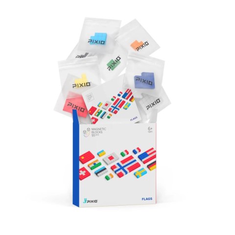 Klocki magnetyczne Pixio Flags flagi 111 elementów Story Series 6+