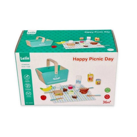 Koszyk piknikowy z akcesoriami - miętowy