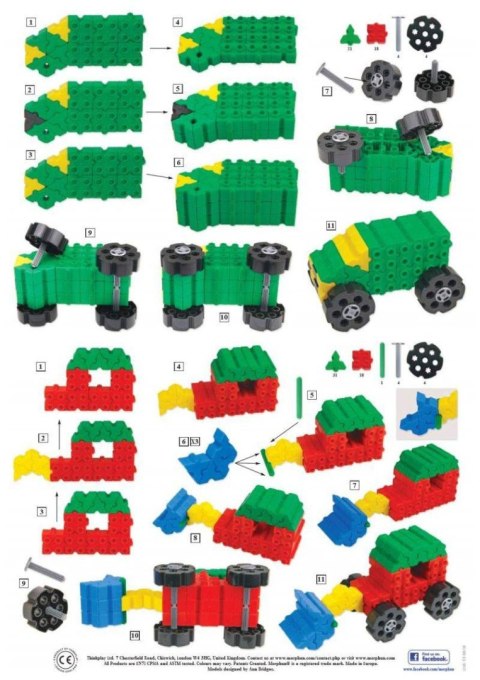 Morphun 12 Pojazdów 150 el. - Klocki konstrukcyjne