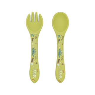 Sztućce silikonowe dla dzieci zestaw Dinozaur SASS